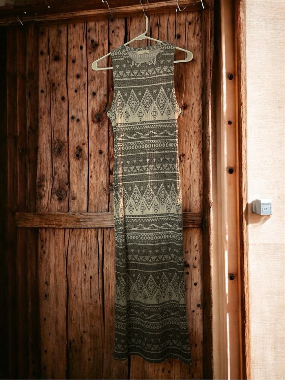Jella c sleeveless Brown/Gray & White Abstract Maxi Dress